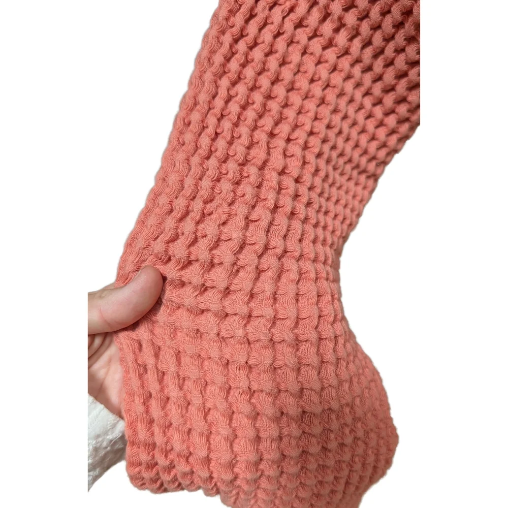 100% Cotton Waffle Knit Light Terracotta Robe - Picture 3 of 6